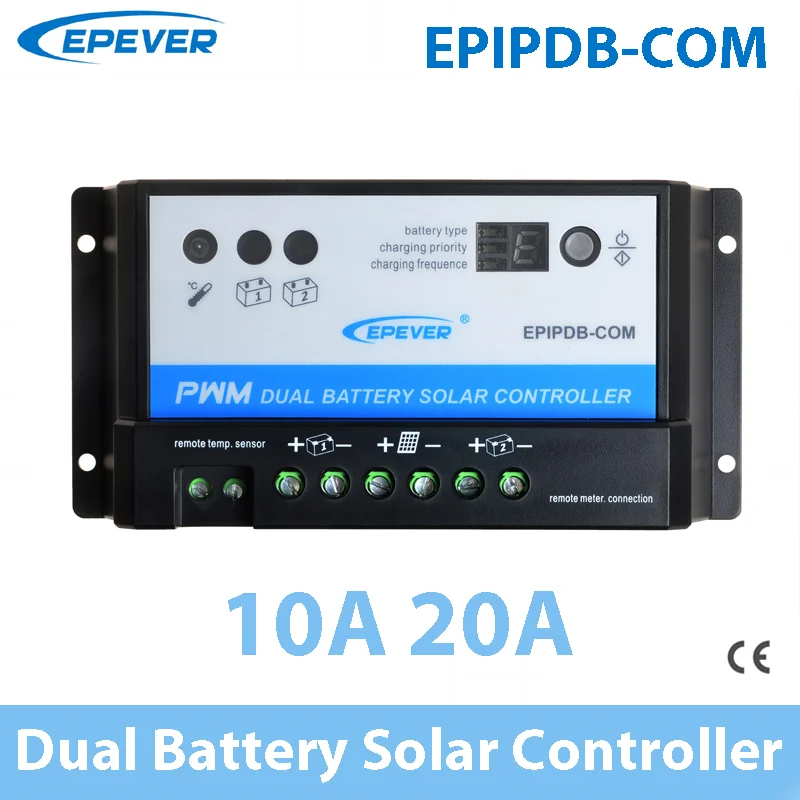 10A 20A 12V/24V Work EPEVER Dual Battery Charger Solar Controller EPIPDB-COM PWM With MT-1 Optional EPsolar