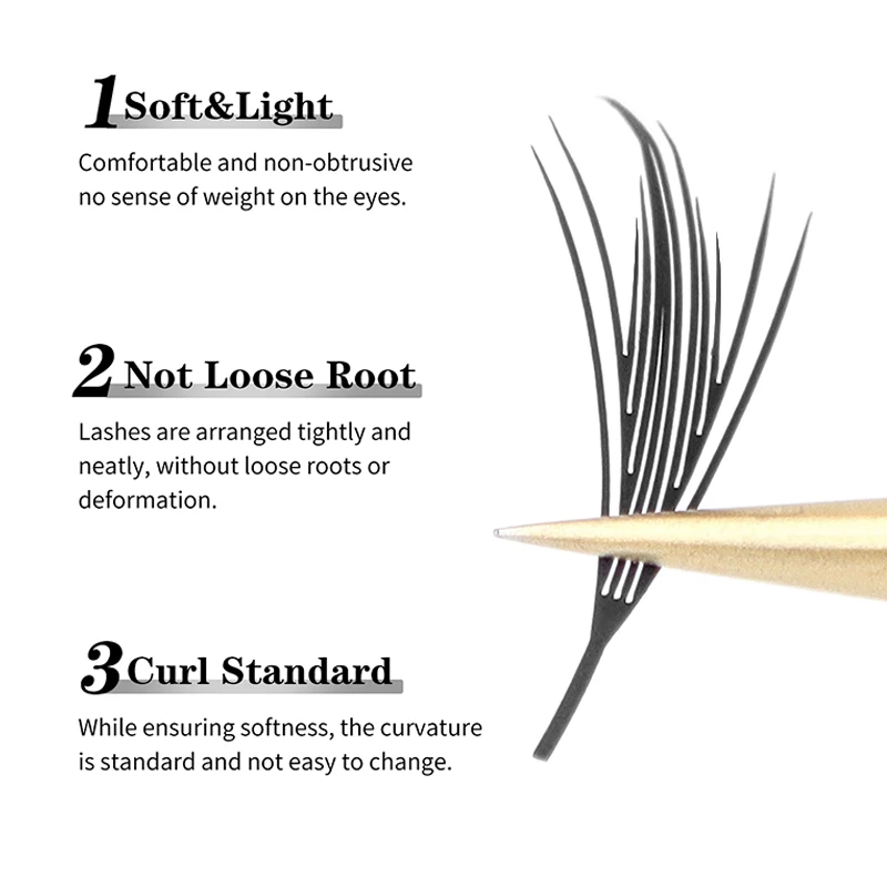 Winky Beauty Ventagli prefabbricati a forma di piuma Ciglia finte Strumento per il trucco da 8-15 mm, punte da 0,07 mm Ciglia naturali Manga Flase Ventagli di cashmere