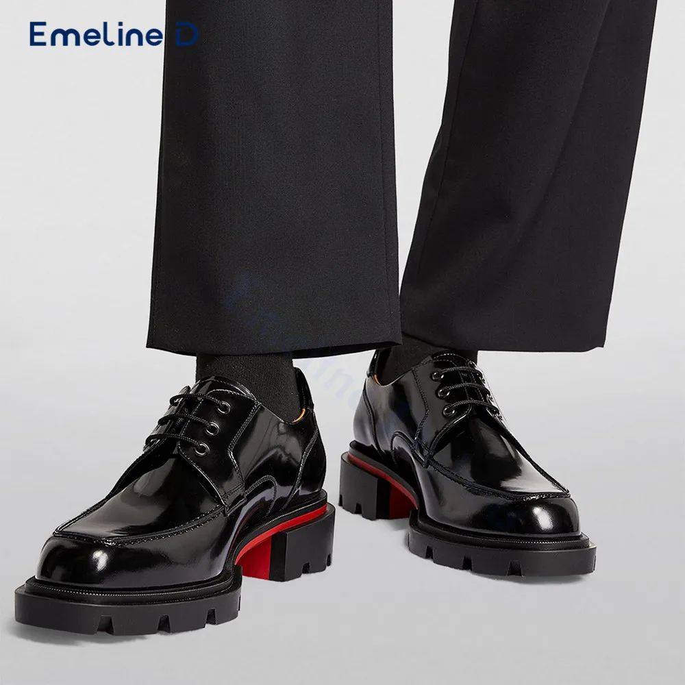 High Quality Business Lace-Up Leather Shoes Black Thick Sole Slip-On Formal Leather Shoes Designer Personality Men's Shoes