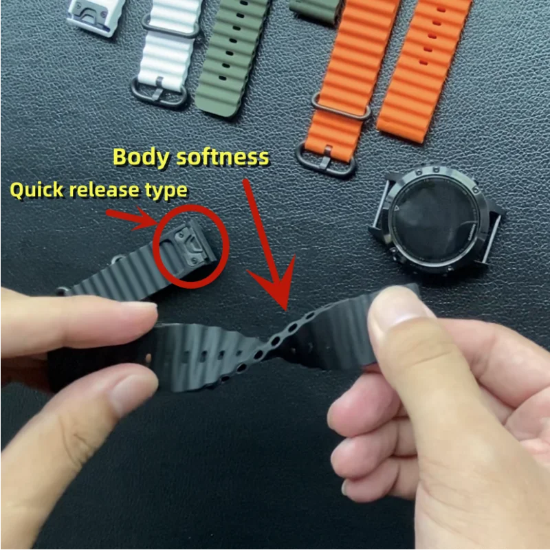 Runcool 22/26 مللي متر لـ Garmin FENIX 7 PRO/7xpro 6 6pro سوار معصم رياضي قابل للتنفس FENIX 5 5plus/5x سوار معصم بديل من السيليكون