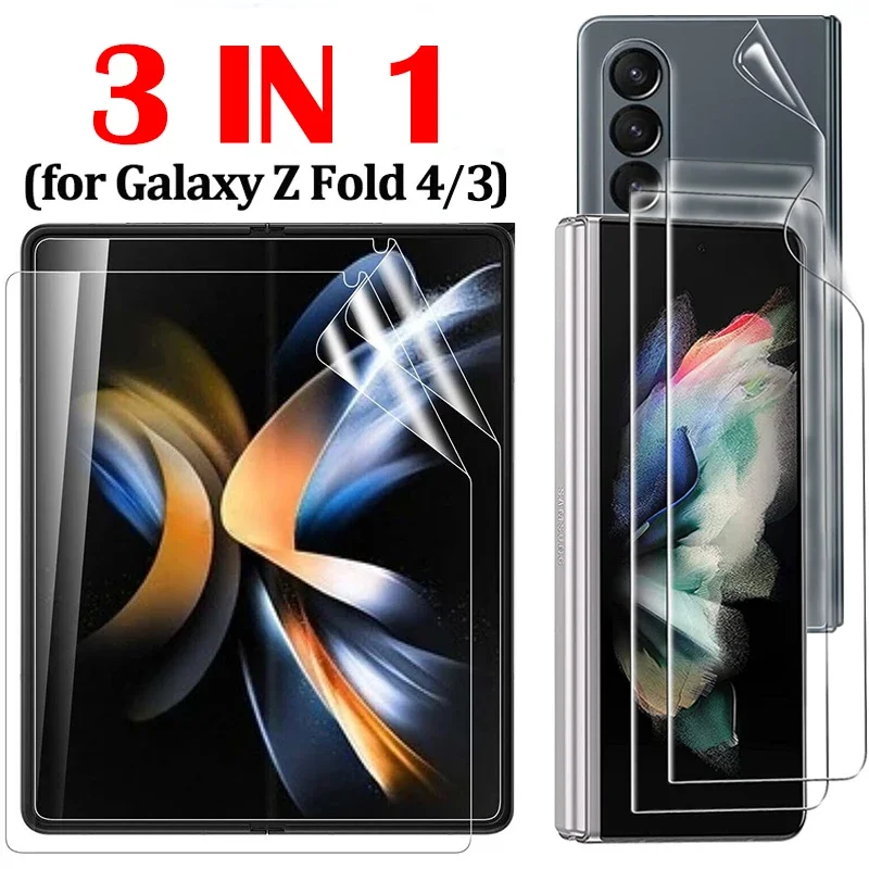 Protective Film for Samsung Galaxy Z Fold 4 Z Fold 3 Anti-scratch Hydrogel Soft Screen Protector for Z Fold4 Front Back Film