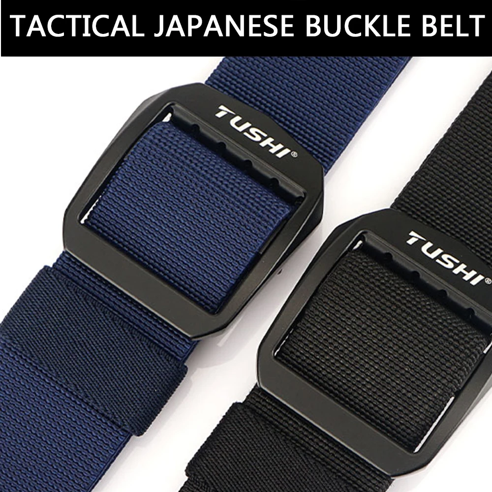 TUSHI New Tactical Belt Men's Buckle Quick Release Nylon Canvas Military Belt Casual Outdoor Sport Training Braided Waist Belt