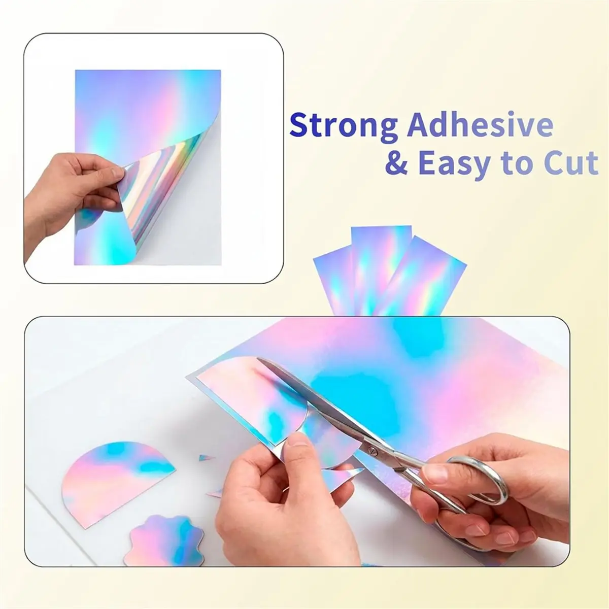 120 Pcs Holographic Laminate Sticker Paper 8.5 X 11 Inch Printable Self Adhesive Vinyl Sheets for Inkjet Printer,DIY