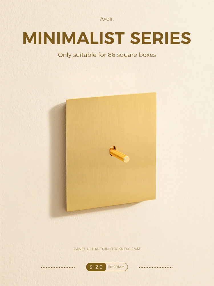 Avoir Metal Panel Toggle Switch 2-drożny złoty miedziany dźwignia Gniazdo zasilania na ścianie Wtyczka europejska Port ładowania USB typu C Ściemniacz oświetlenia panele ścienne przelacznik swiatla gniazdko elektryczne — zdjęcie 2