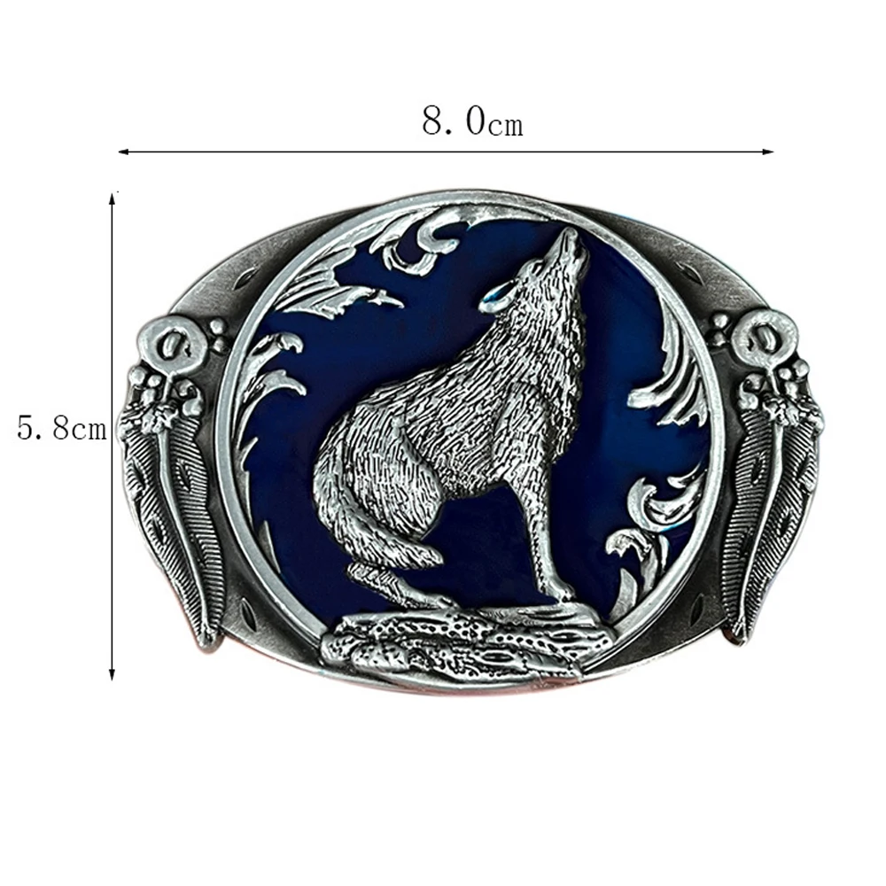 Oval Roaring Wolf Belt Buckle for Men Western Cowboys Zinc Alloy Metal Hebilla Cinturon Hombre Suitable 3.8cm Belts Dropshipping