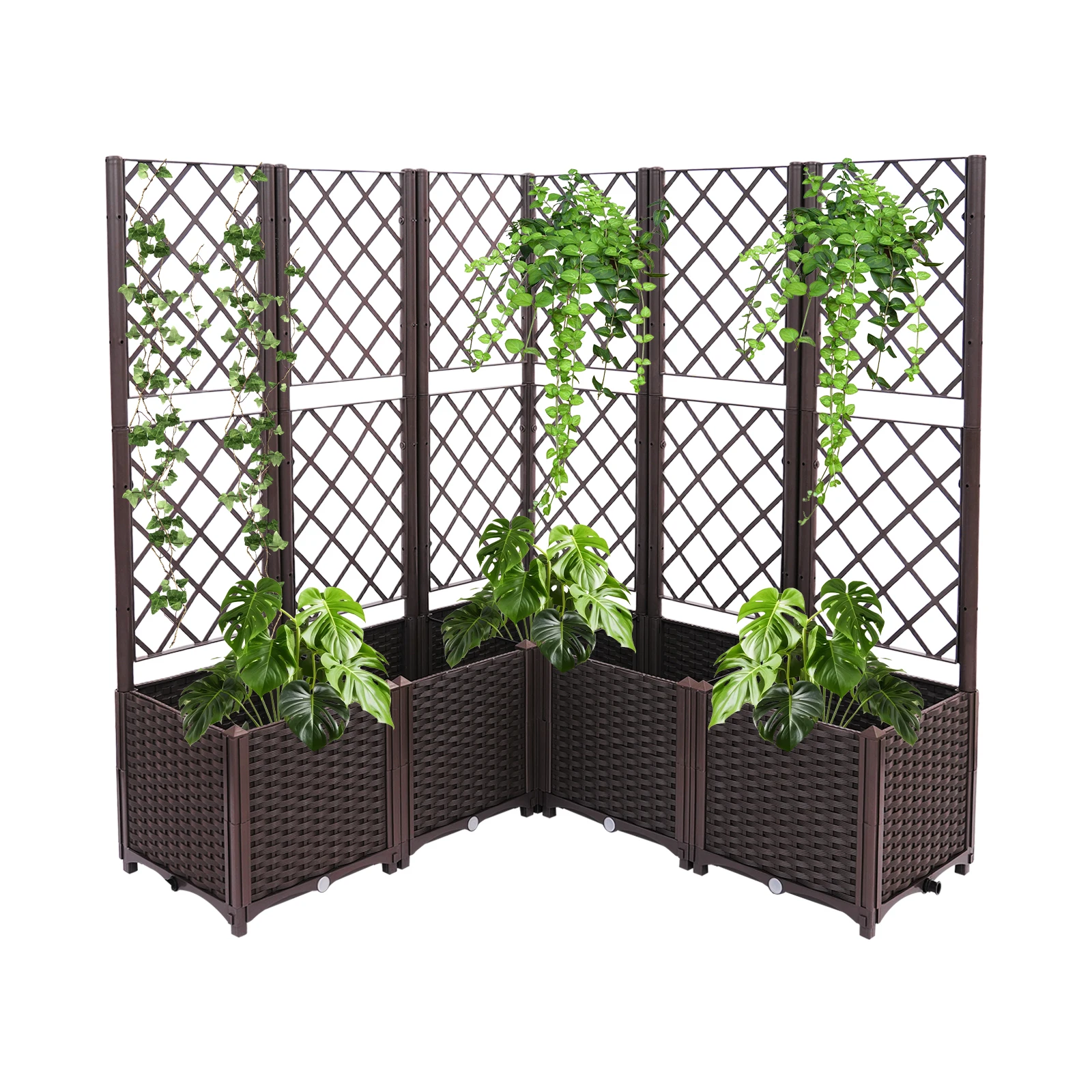 5-Tier Raised Garden Bed with Trellis, Flower Planter for Climbing Plant Outdoor, Planter Box for Backyard Patio