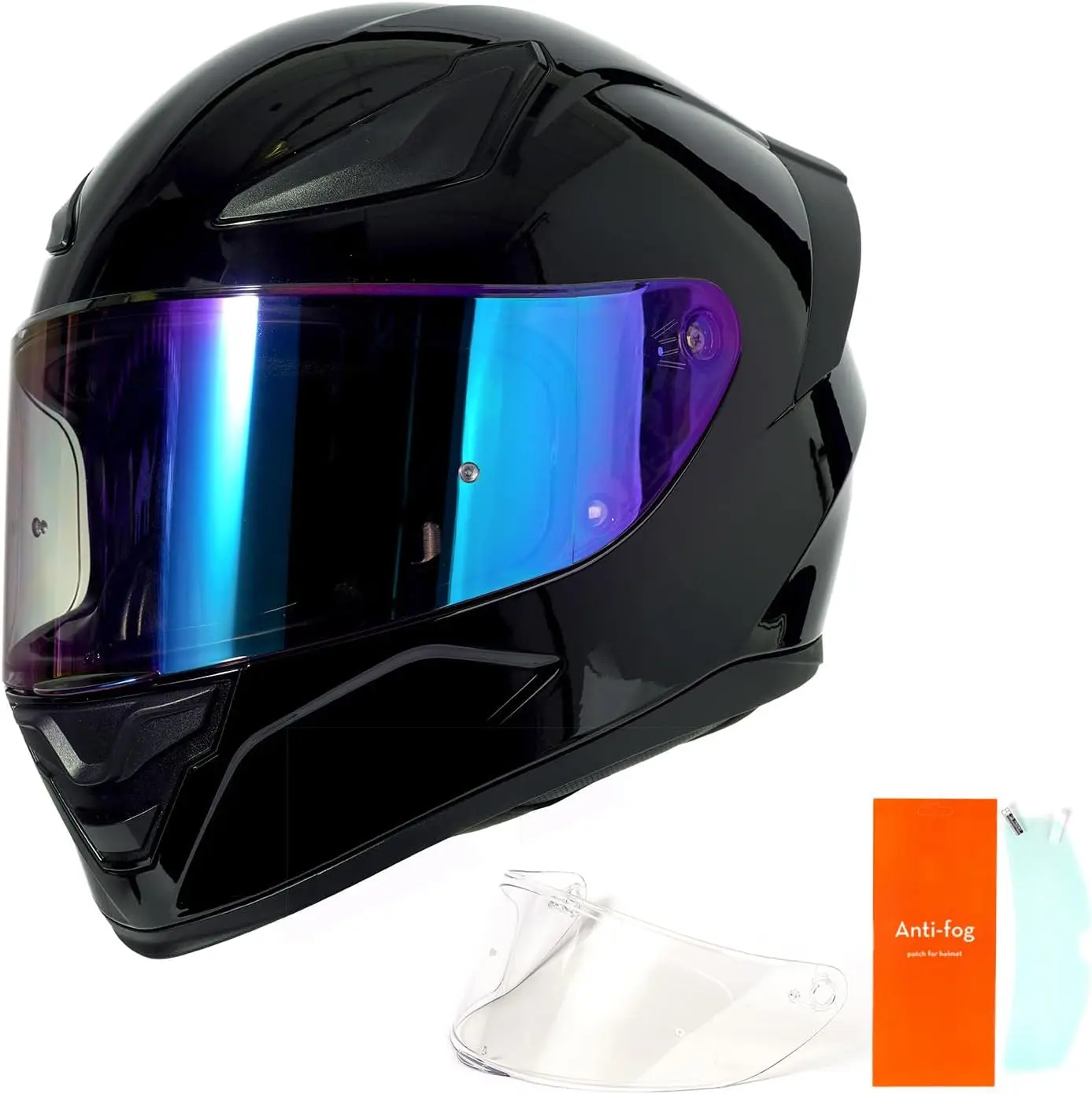 

(Large)OTS Dual Clear & Tinted Visor Full Face DOT Motorcycle Helmet - Lightweight Airflow ABS Shell, Quick-Release Buckle, Wash
