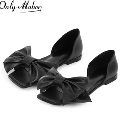 Onlymaker Women Elegent Butterfly-knot Flats   Fashion Daily Elegant  Flat Black  Shoes