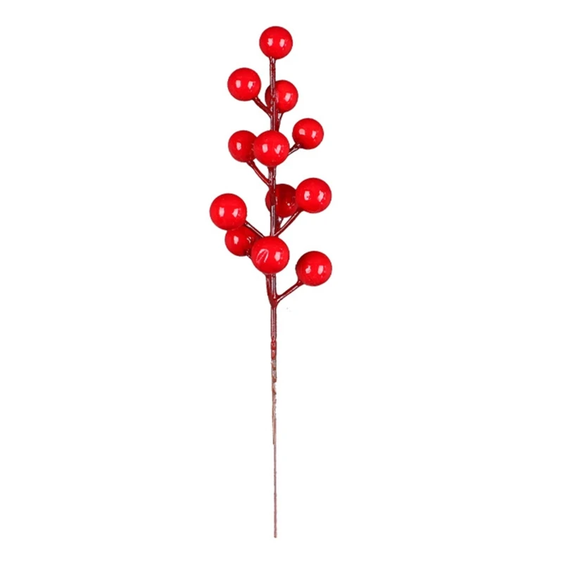 10Pcs Artificial Red Berries Cherry Stems Christmas Berries Festival Holiday Crafts Stems for Christmas Tree Dropship