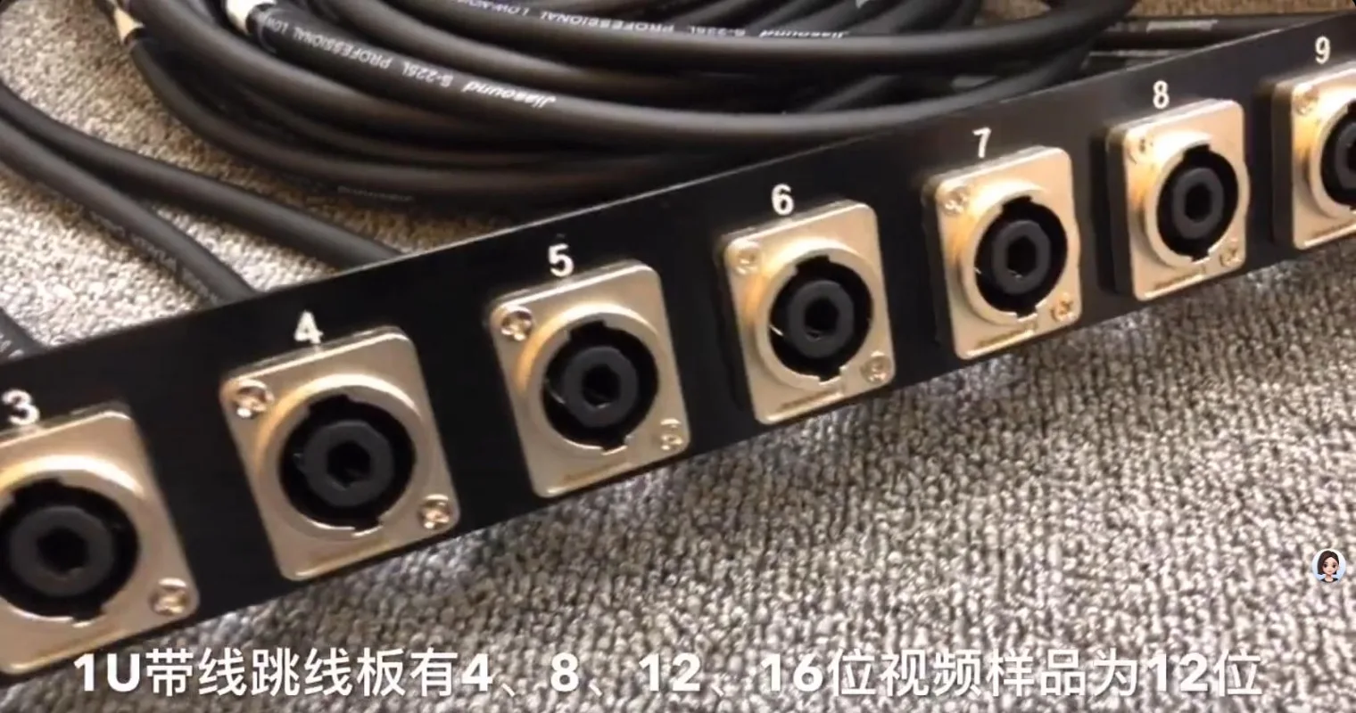 1U Cabinet Jumper Board 4 Core Speaker Socket With Cable 8/12/16 Bit Ohm Cannon Panel For Audio System Equipment