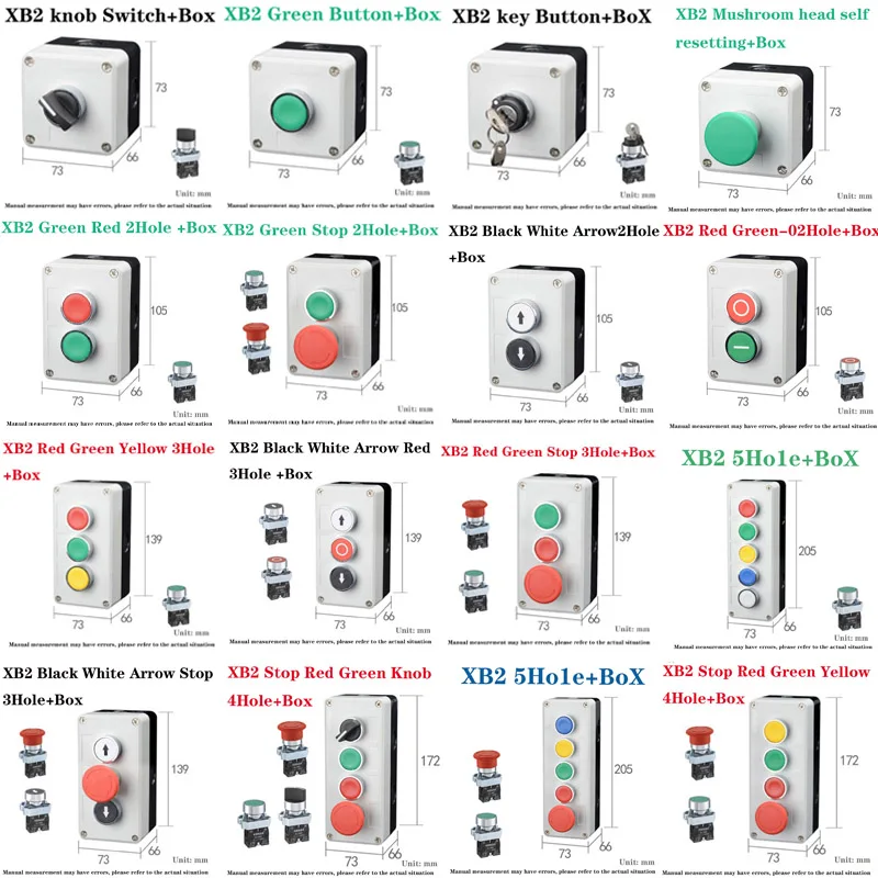 NEW XB2 Metal button switch control box start stop industrial identification symbol self reset circular emergency stop SWITCH