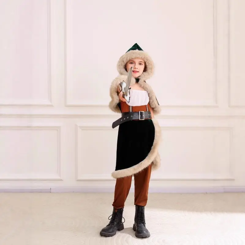 크로스보더 로우인 아이스 앤 스노우 롤 플레잉 여성 야생인 용감한 코스프레 부모-자녀 공연 의상