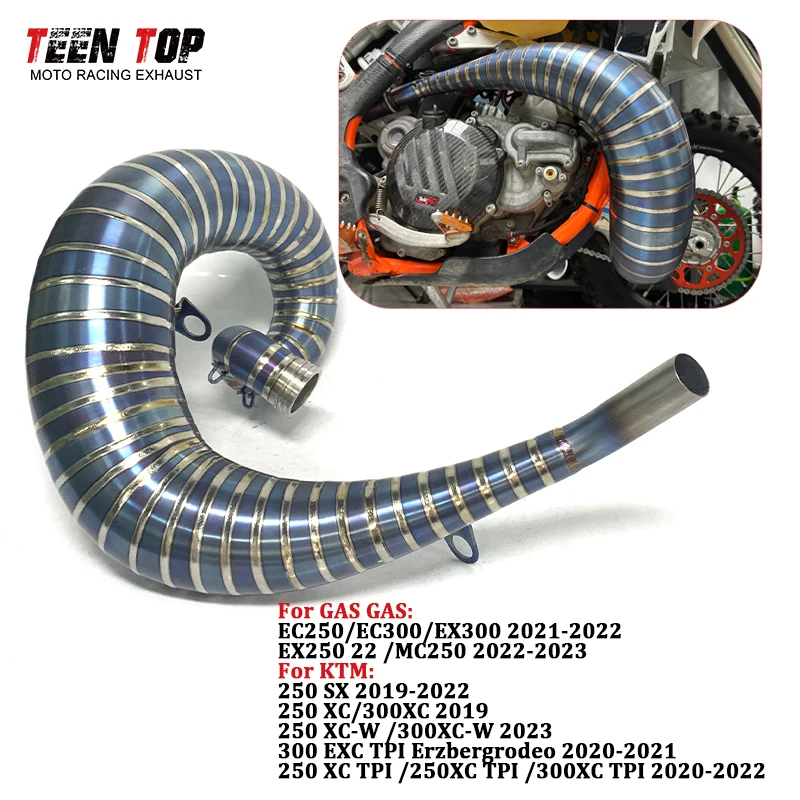 

30mm Dirt Bike Exhaust Header For KTM 250XCW 300XCW Exhaust Pipe For Husqvarna TE250i TE300i TX300i Exhaust Front Pipe Titanium