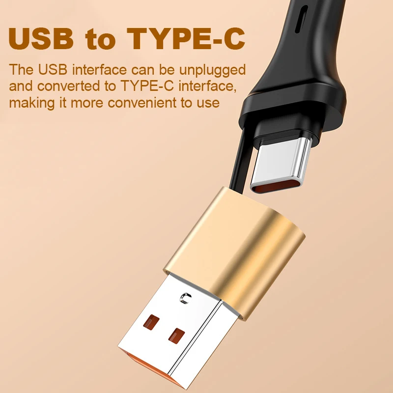5A 120 واط 3 في 2 كابل USB C سريع لهواوي/الشرف قابل للسحب المحمولة المصغّر USB نوع C شاحن الحبل آيفون سامسونج