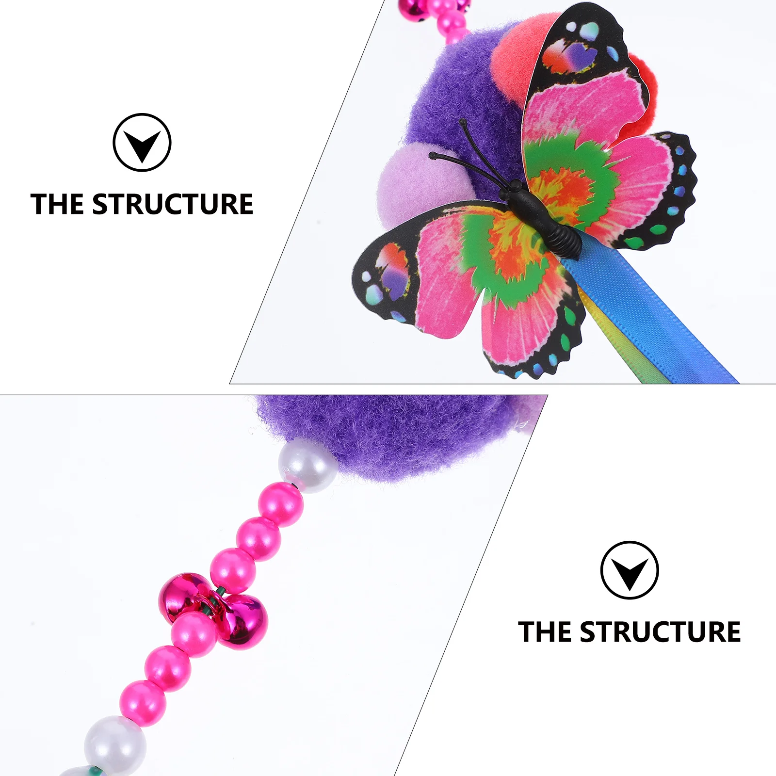 

3pcs Simulated Butterflies Teaser Stick Durable Plastic Interactive Kitten For Training Playing Cat Supplies Scratch