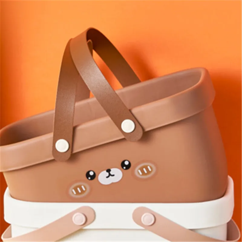 

Durable Plastic Sorting Organizer for Bathroom EssentialsCartoon Portable Bathroom Wash Basket Student Bath Supplies Storage Box