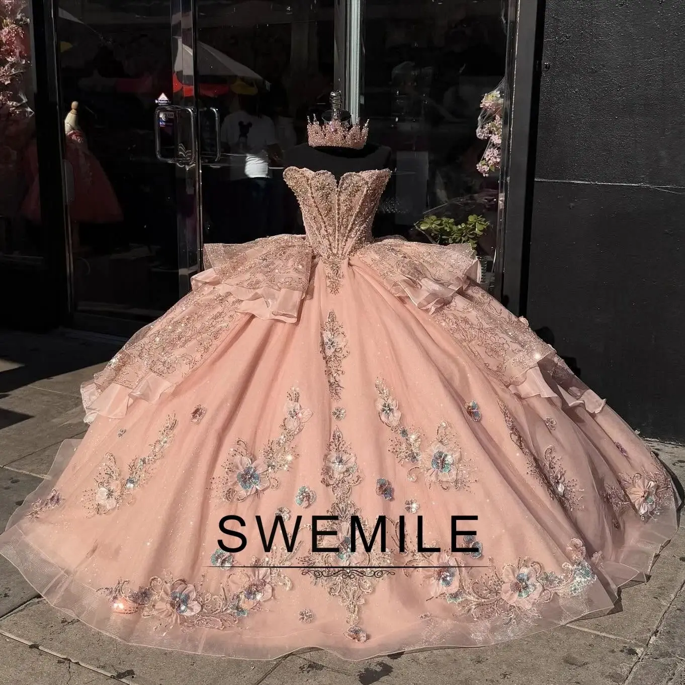 slim fit dress slacks High-Neck Princesa Quinceañera Dress PR12262 Forest/Rose Gold / 00 main image 0