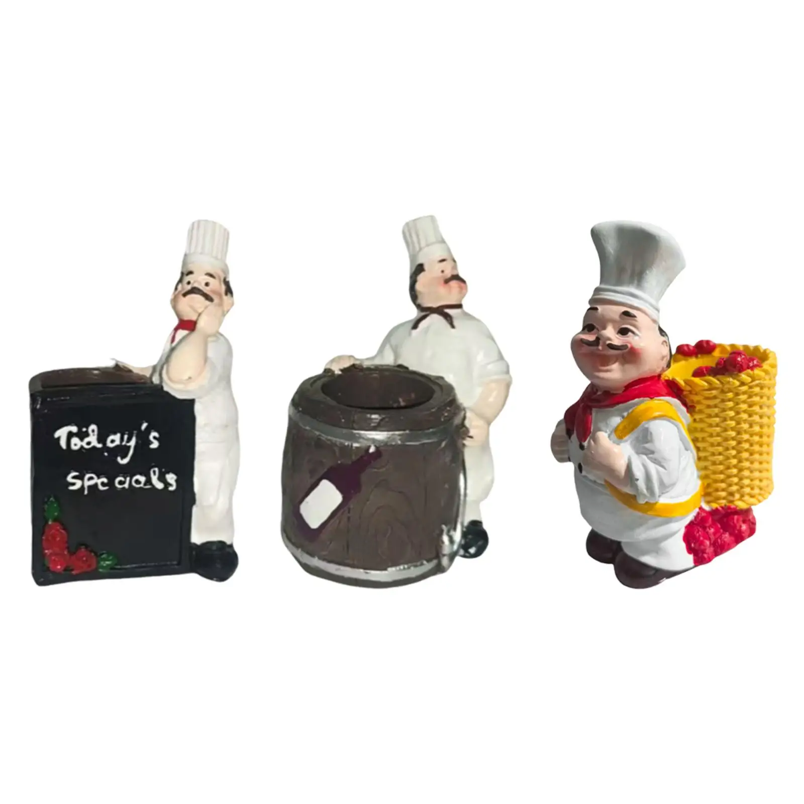 Chef Figurine Crafts Display Housewarming Gifts Cute Chef Decorative Sculpture for Table Bar Restaurant Countertop Collectible