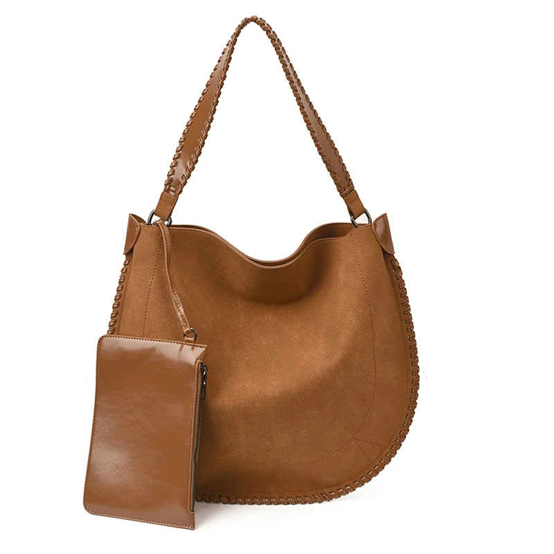 

Casual Women Nubuck PU Leather Handbags Tote Bags Large Capacity Ladies Shoulder Messenger Bag Fashion Female Solid Shopping Bag