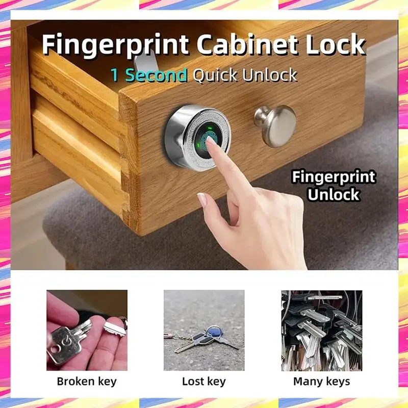 

AIAI Smart Fingerprint Drawer Lock - Electronic Double Door Cabinet Security Suitable For Wardrobes Shoe Cabinets Mailboxes