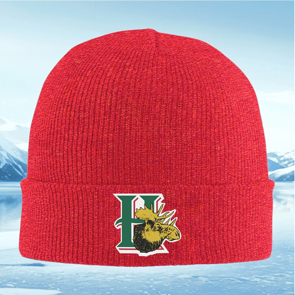 Elandenkop binnenvorm H letters Heren Dames Unisex Gebreide muts Beanie Pullover Cap Winter Thermisch Warm Kerstmis Buiten Fietsen