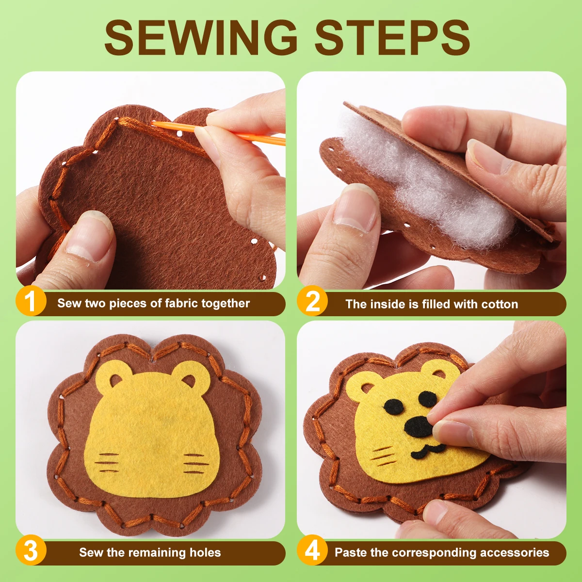 5pcs Handmade Non-Woven DIY Pink Bag Keychain Jewelry Craft Kit -    Sewing toy Cartoon animals Creative Random Style with Vario