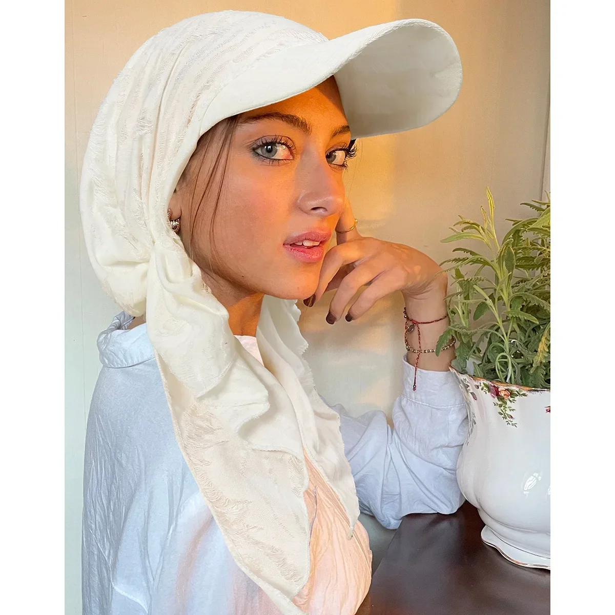 Sommer Frauen Baseball Kappe Visier Hijab Vorgebunden Hut Turban Muslimischen Kopftuch Motorhaube Lange Schwanz Bandanas Chemo Caps Turbante mujer