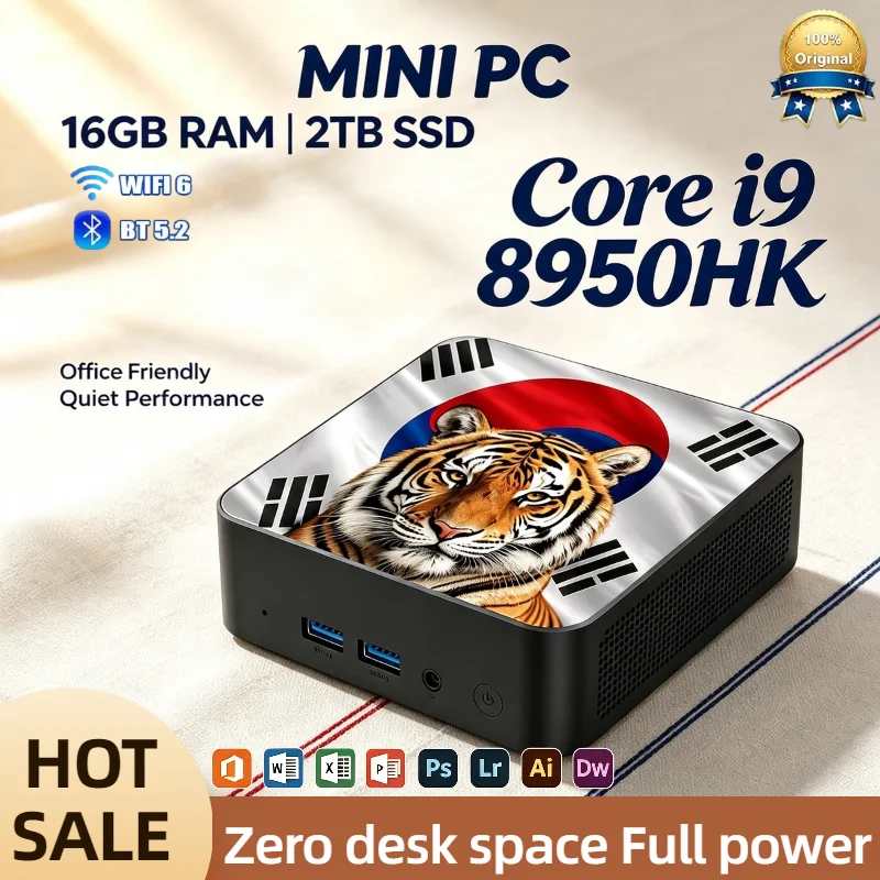 Mini PC Intel Core i9 8950HK 16GB RAM 1TB M.2 NVMe SSD WiFi 6 BT5.2 Low Power Desktop Computer for Home Office Business Plus