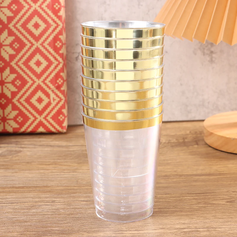 10 Pcs/Set Disposable Phnom Party Wine Dessert Glasses Hard Plastic Beer Water Cups Wedding Party 10oz/300ml Cups