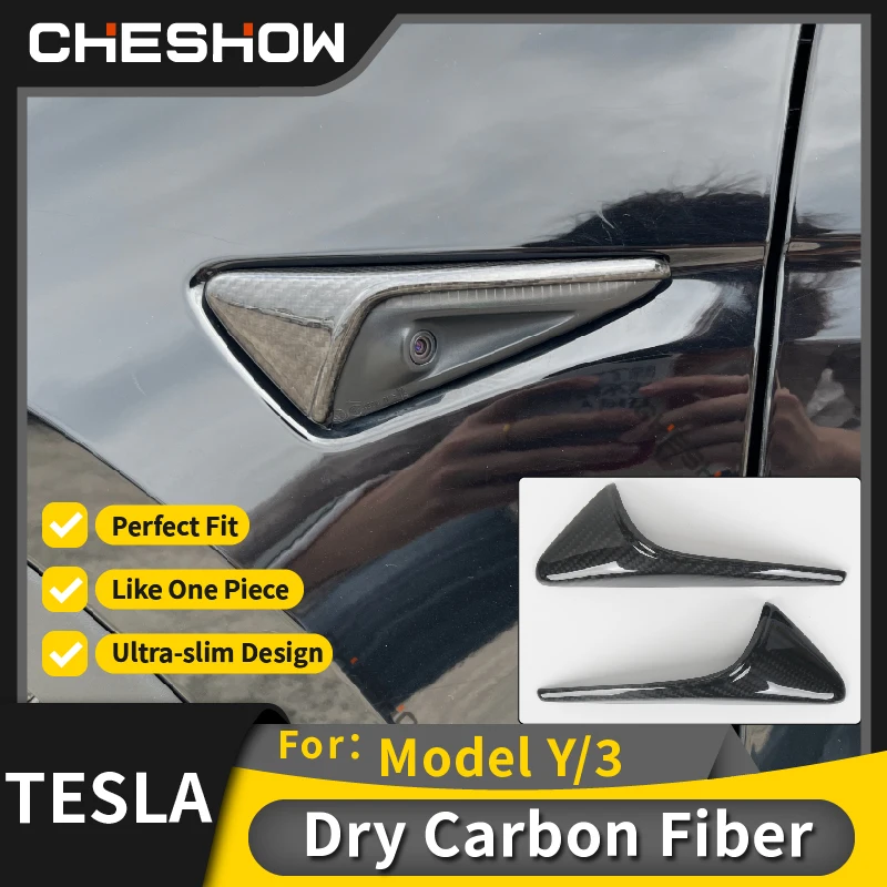 

Genuine Dry Carbon Fiber Camera Exterior Trim for Tesla Model 3/Y Tesla Refit Accessories