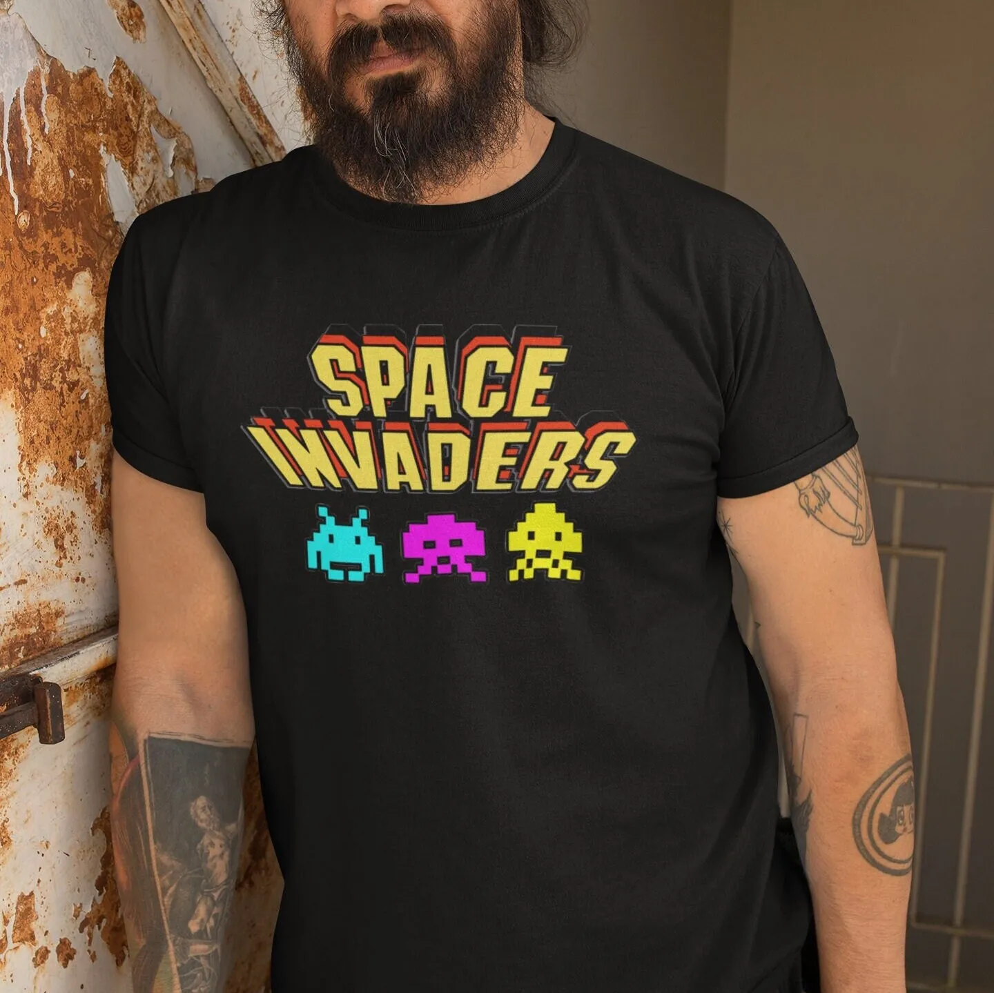 Space Invaders Mens T Shirt Classic Arcade Gamer Retro Gaming Video Game Cool