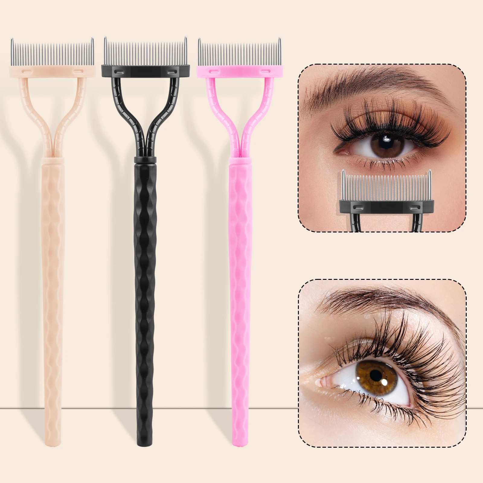 

1-pack eyelash comb, eyelash separator - curved design, curling eyelashes to fit the eye shape, makeup tool with protective case