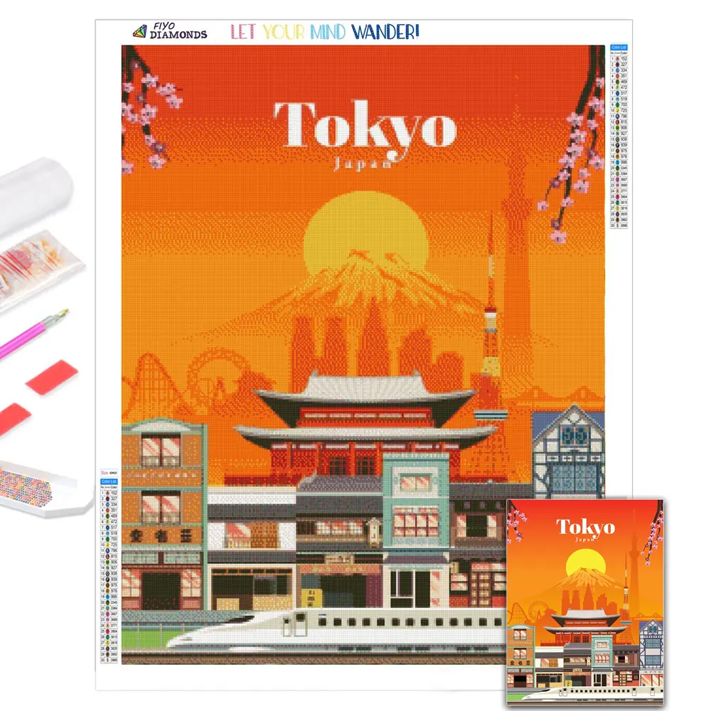 DIY 5D Diamond Painting Tokyo City Scenery Picture Mosaic Full Diamond Rhinestones Embroidery Cross Stitch Set Home Decoration