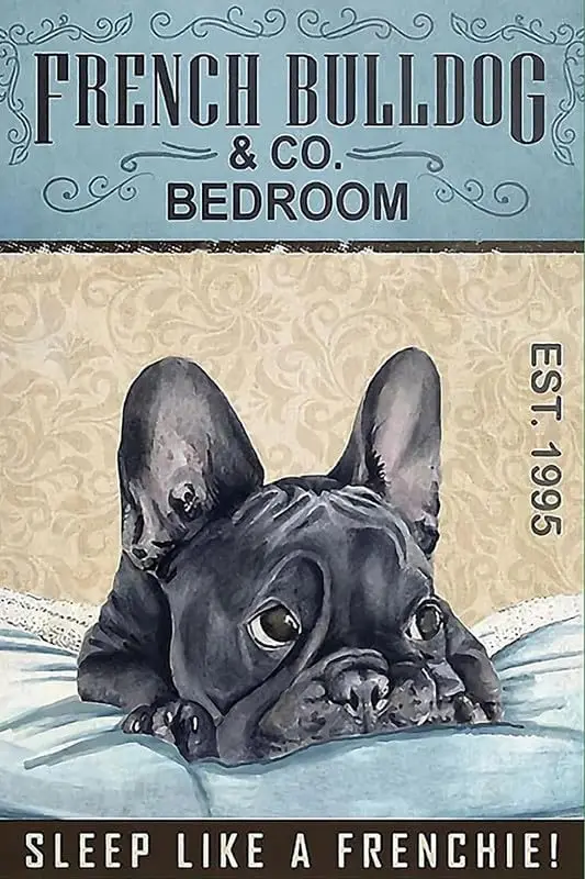 Винтажный жестяной знак Estiyond, французский бульдог, спальный как Французский Ретро Декор для стен для дома, кафе, офиса, магазина, пабов, клуба Si