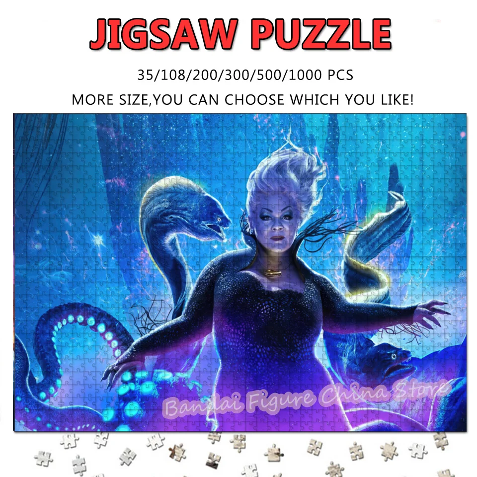 

The Villain Ursula Jigsaw Puzzles Disney Princess The Little Mermaid Movie Print 108/200/300/500/1000 Pieces Puzzle Gifts