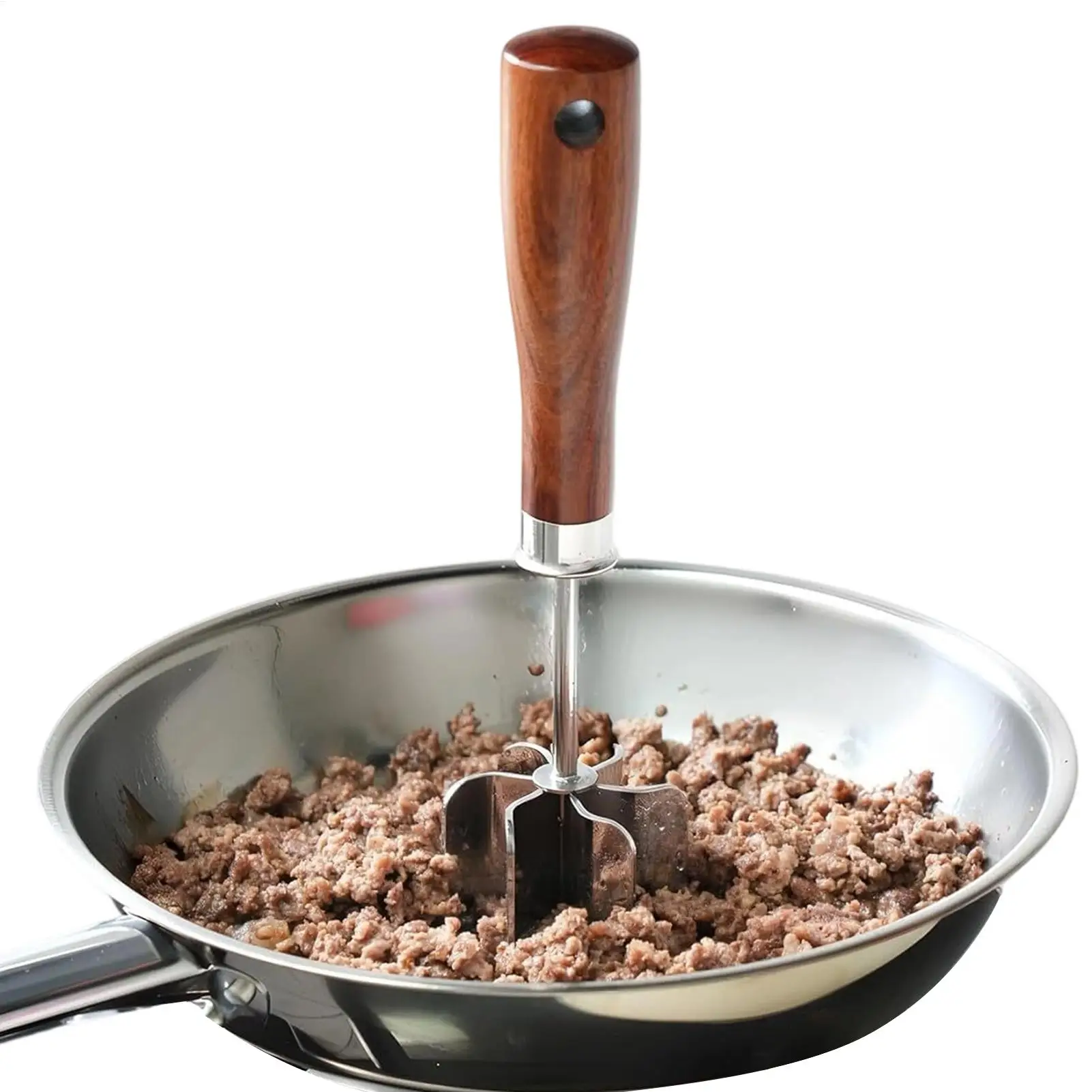 

Hamburger Meat Chopper Food Grinder With Wooden Handle Handheld Food Masher For Kitchen Catering Home Meat Vegetable Potato