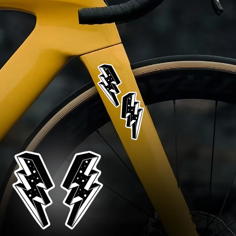 

1Pair Black Lightning Bicycle Frame Stickers DIY MTB Bike Top Tube Handlebars Fork Waterproof Vinyl Decal Motorcycle Accessories