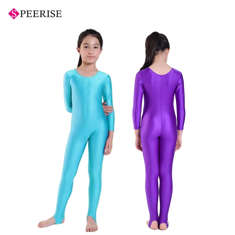 

Girls Black Nylon Stirrup Unitard Long Sleeve Toddler Dance Costume Gymnastics Jumpsuit for Halloween Stage Performance Wear