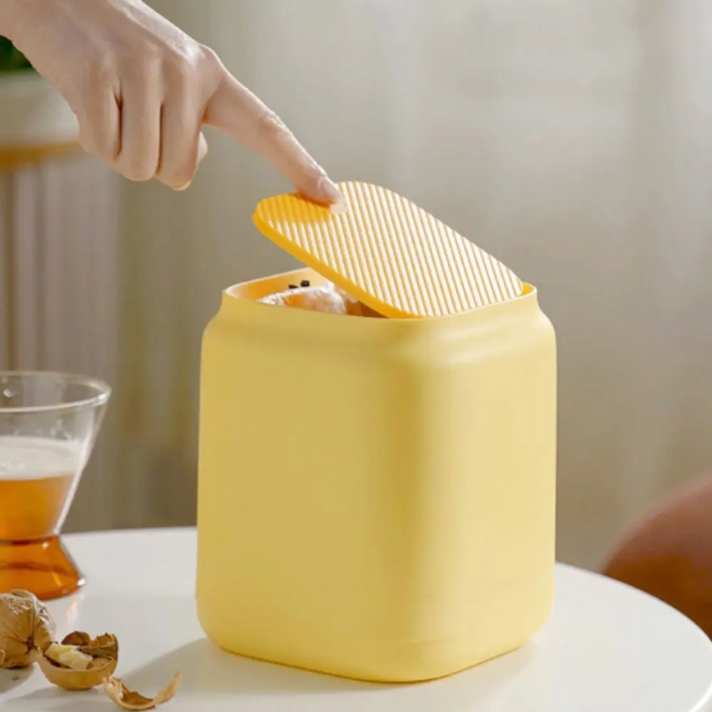 

Small Home Office Garbage Storage Box Press Flip with Lid Trash Can Paper Basket Sundries Box Waste Bins