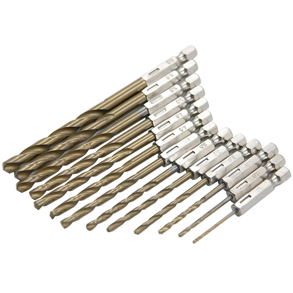 HSS Titan beschichteter Spiralbohrer Set 1 4 Sechskantschaft Maße 1 5 bis 6 5 mm Sechskant Bohrer passend für Elektrobohrschrauber Akku Schrauber Druckluftschrauber Bohrwerkzeuge für Metall Holz Kunststoff Heimwerker K – Detail 17