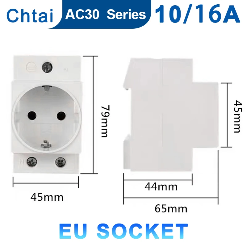 Eu Ac30 Stopcontacten Duitsland Eu Europa Modulaire Din Rail Socket 10a 16a 250V Industriële Distributie Box Adapter Connector Ce