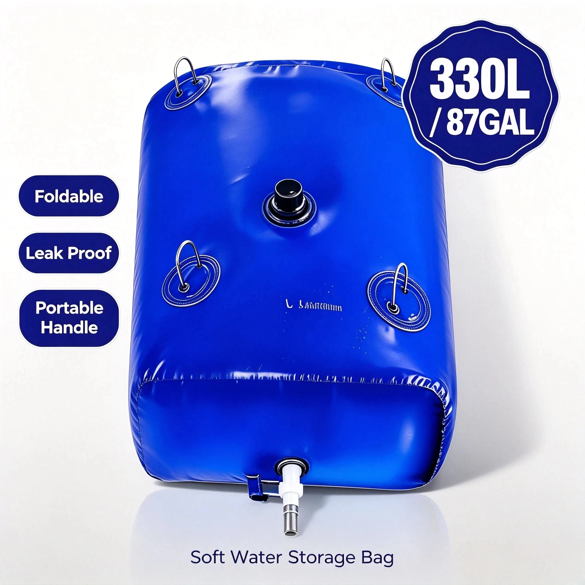 330L 87GAL Foldable Water Storage Bag Collapsible Soft Water Container Leakproof Portable Water Tank for Camping RV Farm Garden