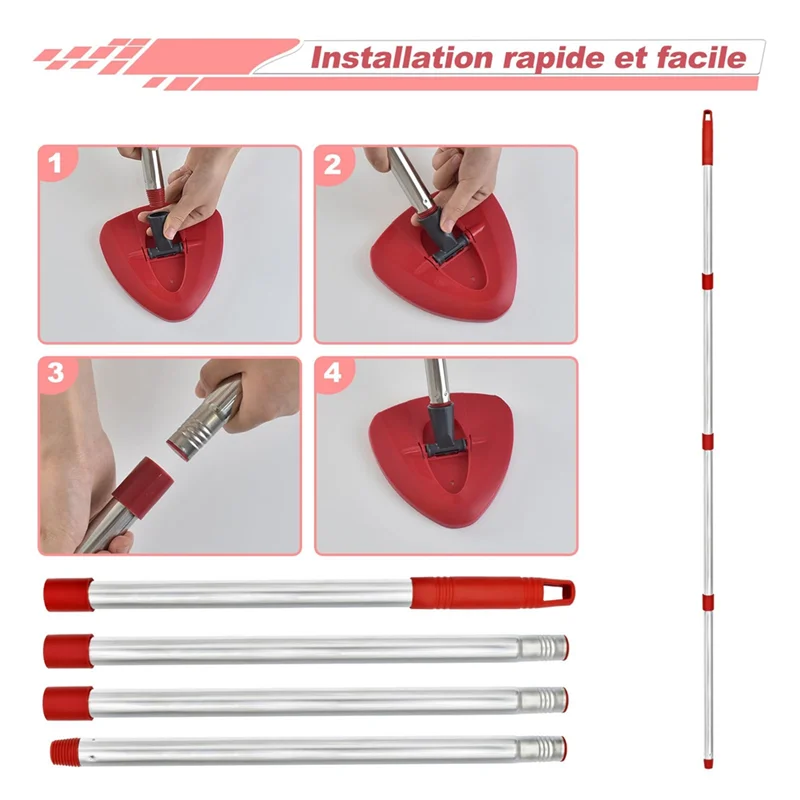 مقبض بديل للممسحة الدوارة المشتركة من ABDJ-ألمانيا، عصا من الفولاذ المقاوم للصدأ قابلة للتعديل مقاس 30-58 بوصة متوافقة مع Ocedar A