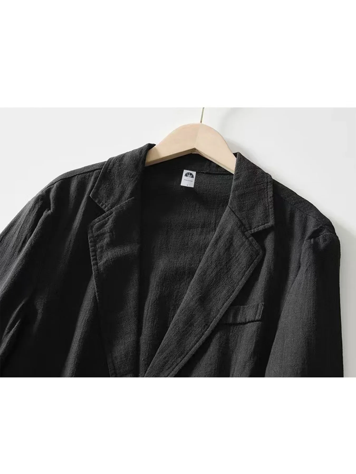 Frühling Herbst Herren Dünner Baumwoll-Freizeitblazer Zweireihig Atmungsaktiv Leichtgewicht Einfarbig Modisch Klassische Anzugjacke – Detail 6