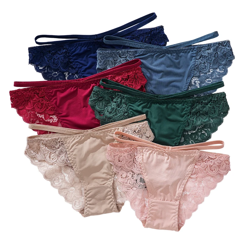 M-XL Sexy women Lace underwear 100% cotton Tying Lingerie for female briefs panties