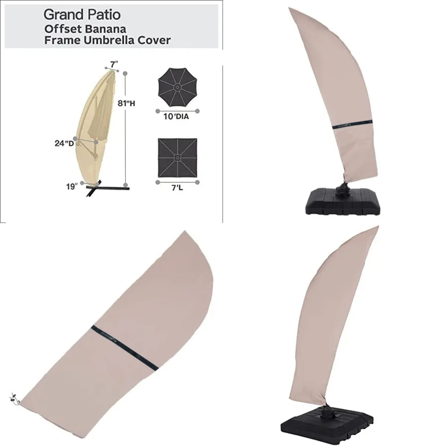 

Deluxe Patio Umbrella for 9 to 12 Feet Umbrella with Curved Cantilever and Straight Pole, Waterproof Cantilever Umbrella Cover