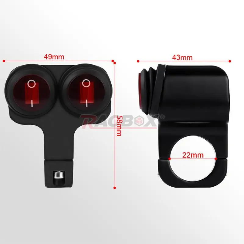 7/8inch Motorcycle Handlebar Headlight ON/OFF Switch Light Button Aluminum Alloy Waterproof Fog Spotlight Switch for Scooter ATV