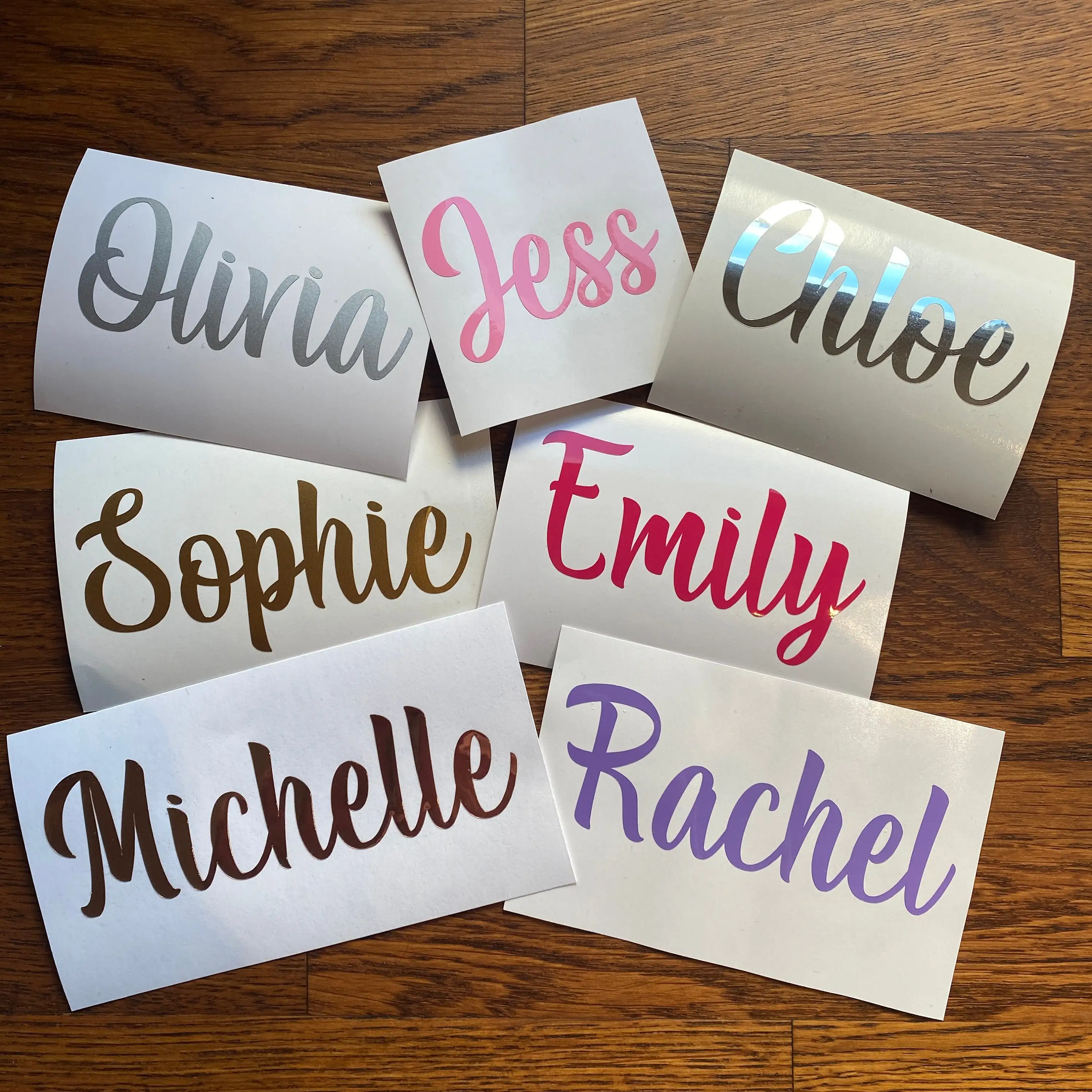 

2pcs Personalized Name Vinyl Stickers DIY Custom Wedding Sticker Decals For Window & Car & GiftBox Hen Party Bridesmaid Proposal