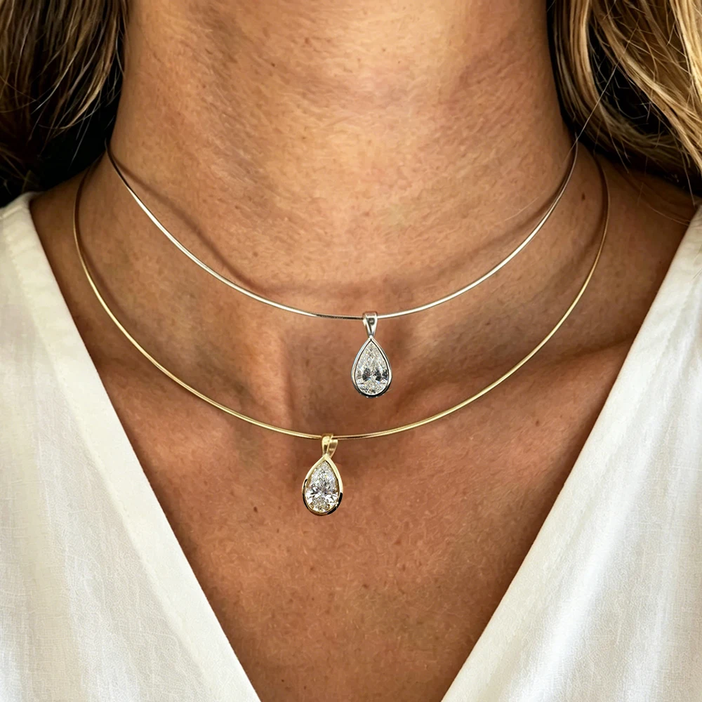 BXINY 3CT ベゼルセットペアカットモアッサナイトペン - Bezels Set Pendant のレビューと価格