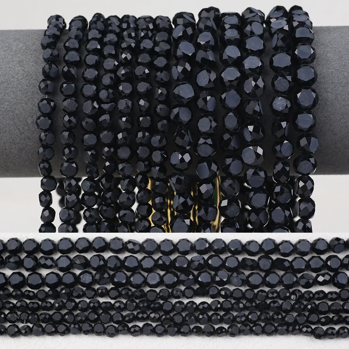 6/8mm Black Bread Austrian Crystal Faceted Bead Glass Loose Spacer Beads For Jewelry Making DIY Bracelets Earrings Accessories